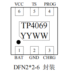 南京拓微TP4069 DFN2*2-6 （10mA-800mA 线性锂离子充电器）